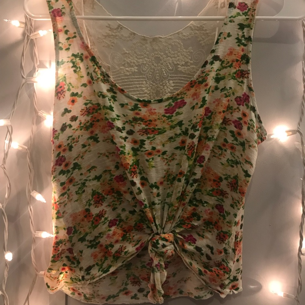 Floral with Lace Back, Deb Tank Top